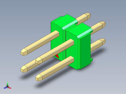 彩色公头100mil（2.54mm）系列-DS1021_green_2x02p_100mil_Type1_rev1.0正等轴测缩略图