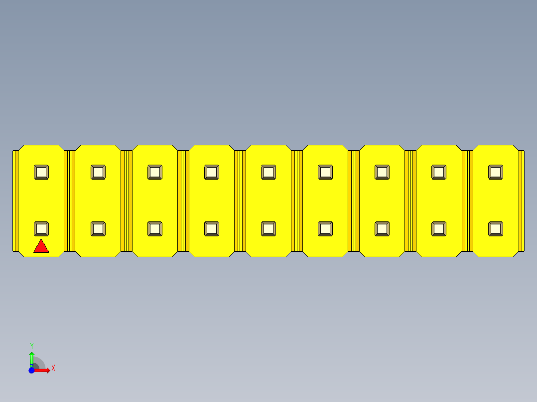 彩色公头100mil（2.54mm）系列-DS1021_yellow_2x09p_100mil_Type19_rev1.0前视图
