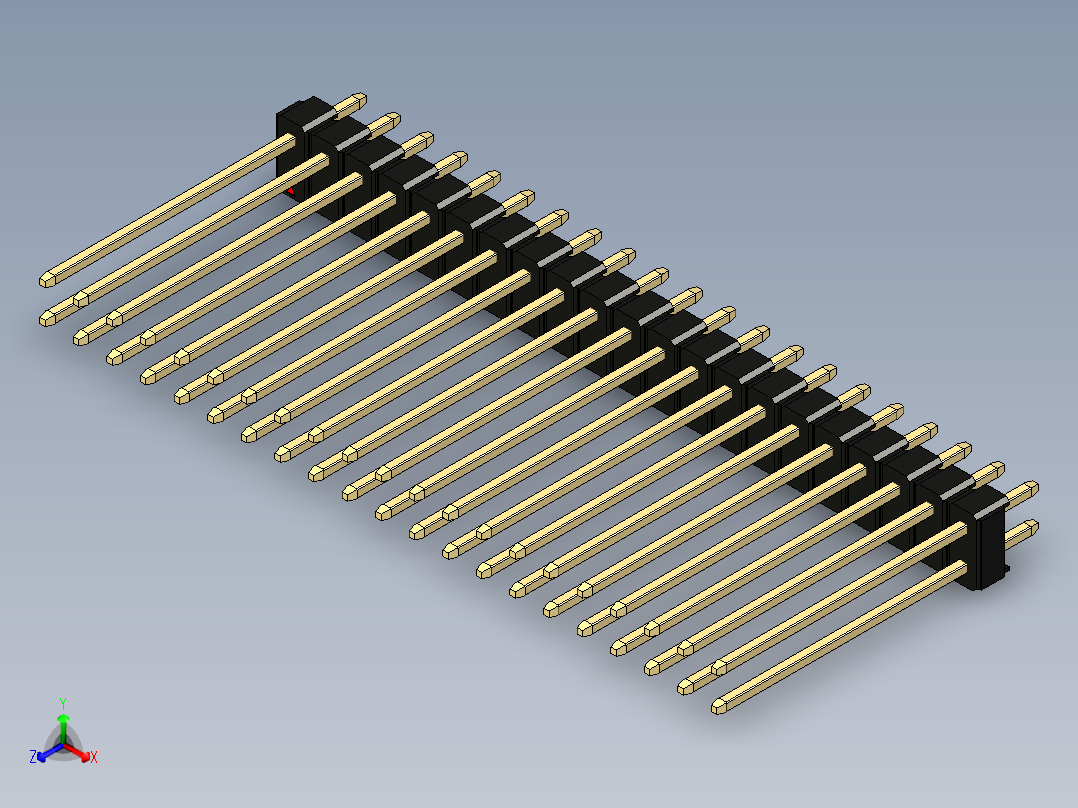 彩色公头100mil（2.54mm）系列-DS1021_black_2x21p_100mil_Type19_rev1.0主视图