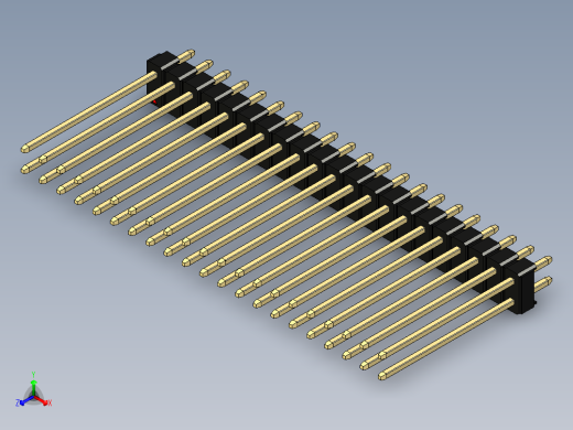 彩色公头100mil（2.54mm）系列-DS1021_black_2x21p_100mil_Type19_rev1.0正等轴测缩略图