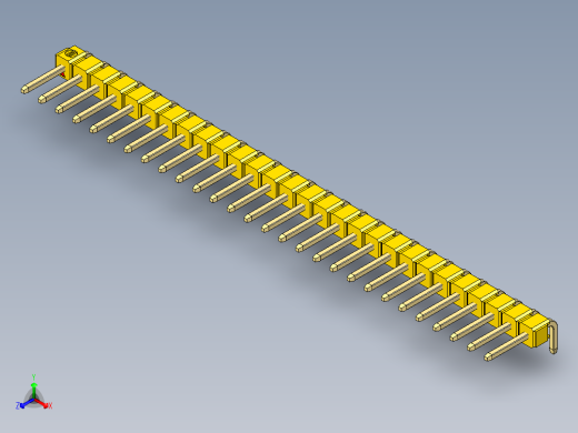 彩色公排针 100mil 2.54mm 系列-DS1022_yellow_1x28p_100mil_TypeD_rev1.0