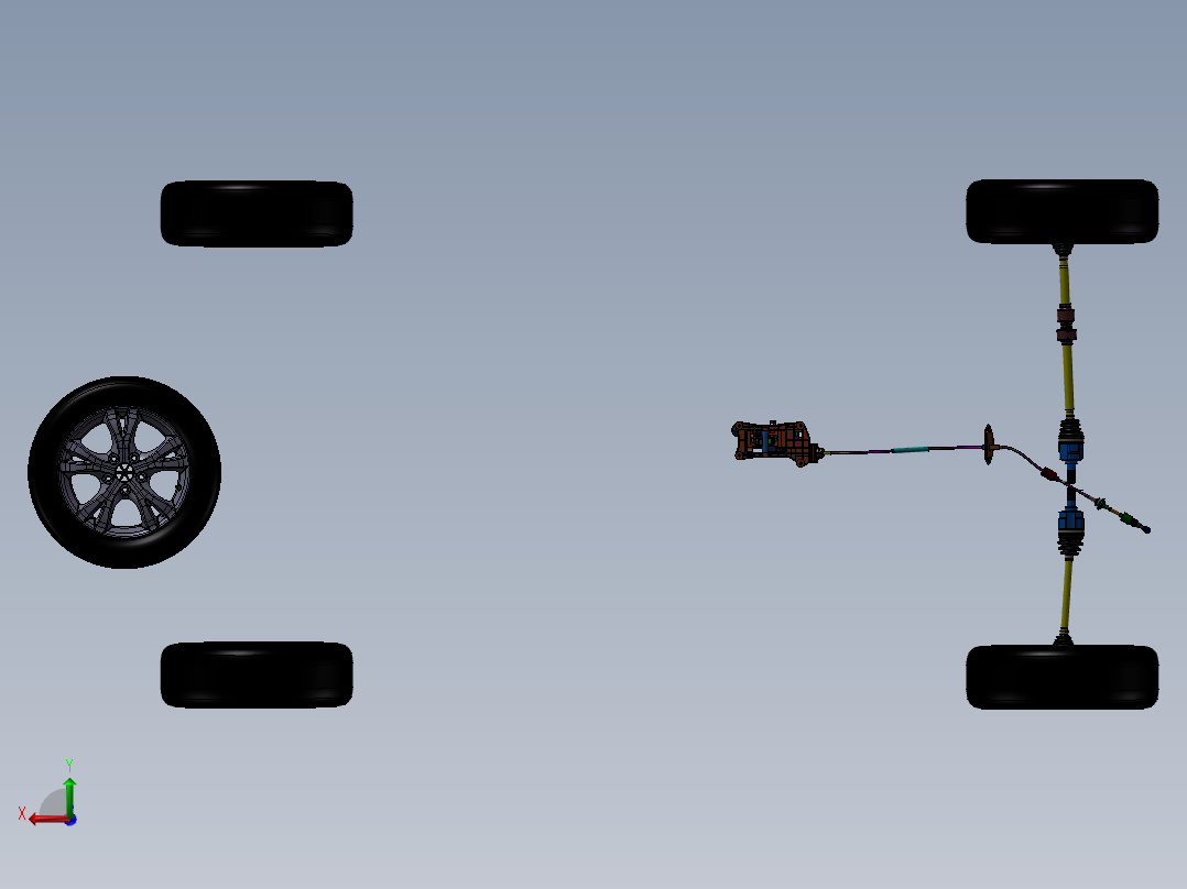 汽车底盘行驶系后视图