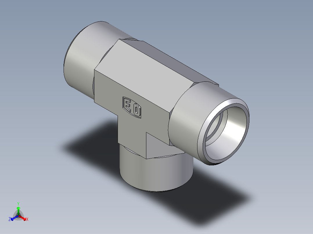 卡套式工业通用硬管接头EO_Union_tee_T12LCFX主视图