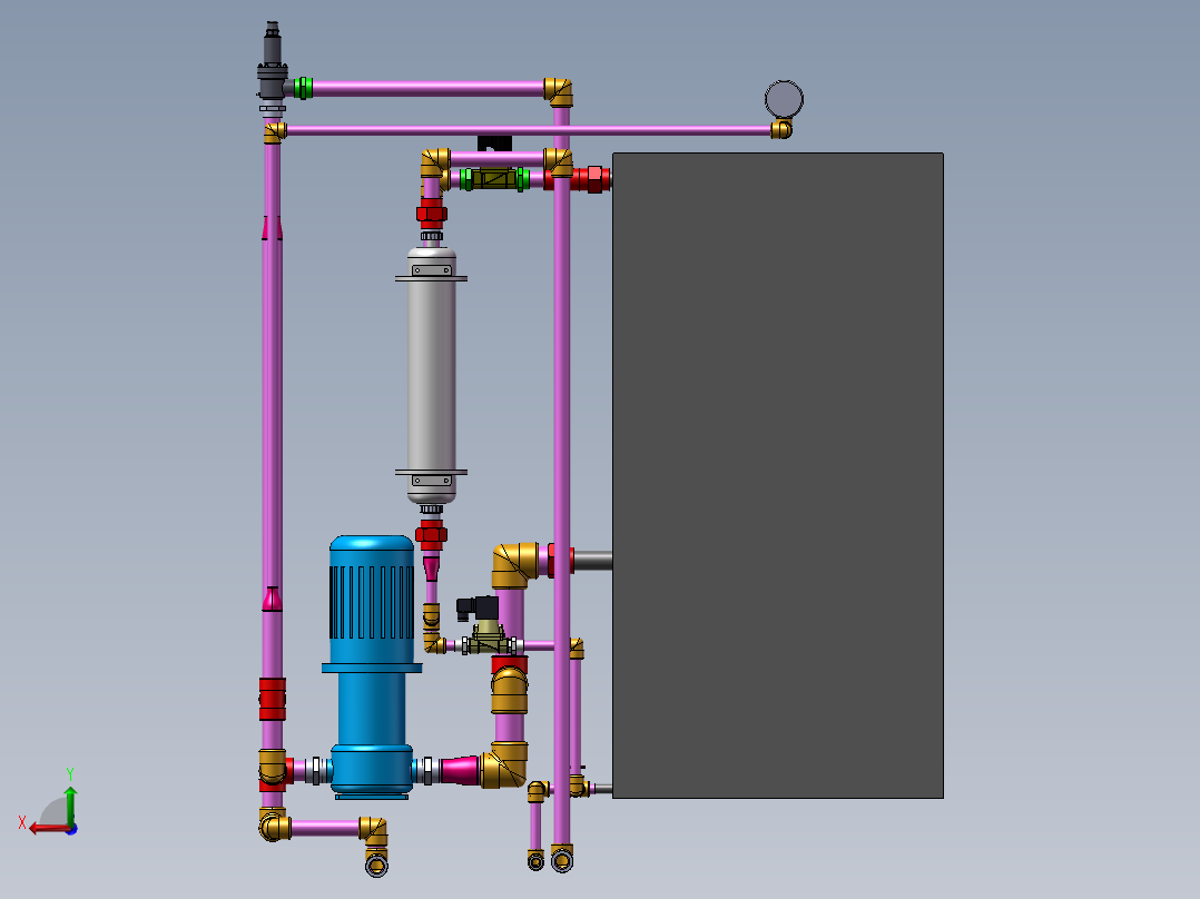 双泵管道（带过滤器）后视图