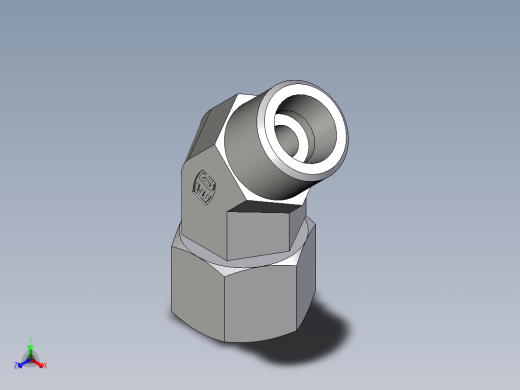卡套式工业通用硬管接头EO_Swivel_nut_45_deg_elbow_EV10SOMDCF正等轴测缩略图
