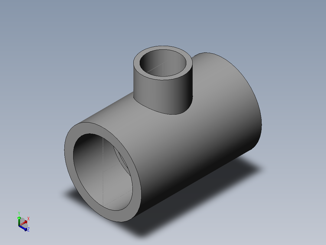 PVC公制管件-90x50 R-Tee正等轴测图