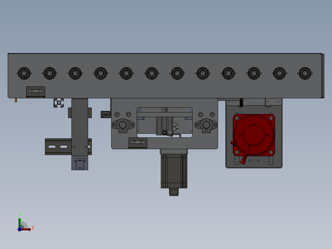 带对中组件的输送结构前视图