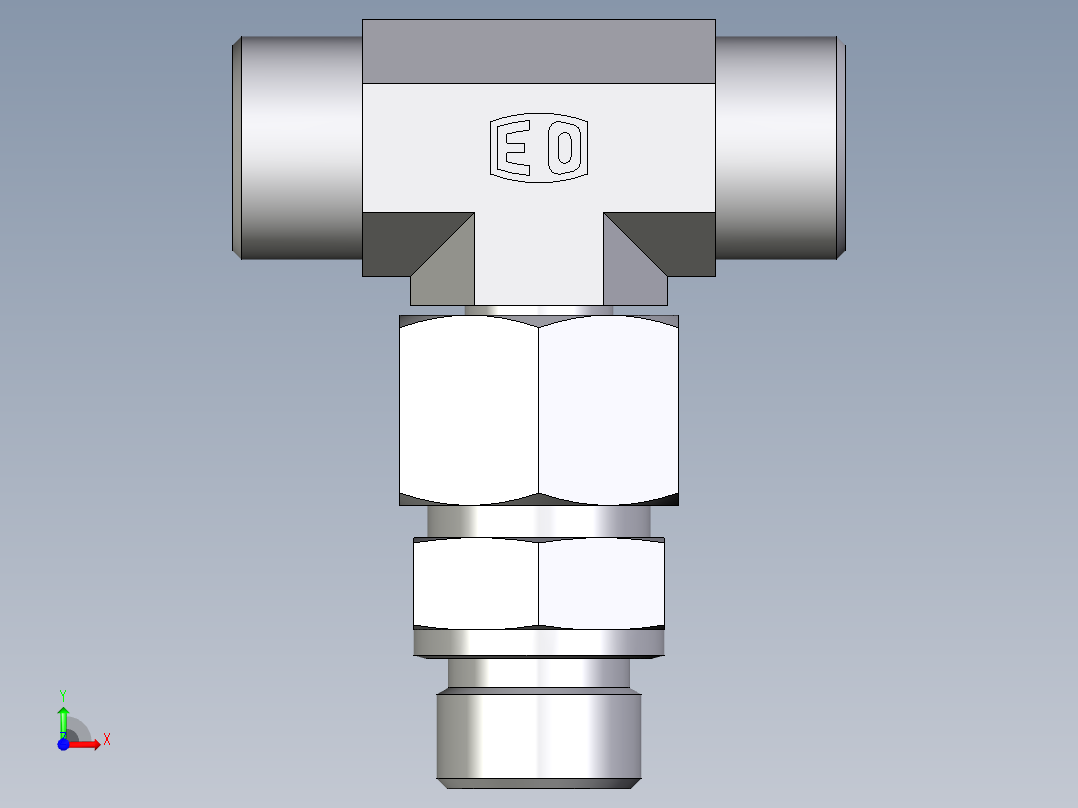 卡套式工业通用硬管接头EO_Assembled_adjustable_standpipe_branch_tee_EVT16SMOMD71前视图