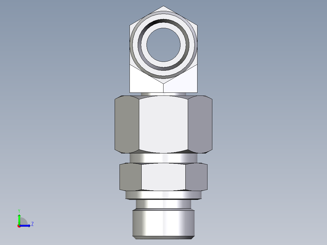 卡套式工业通用硬管接头EO_Assembled_adjustable_standpipe_branch_tee_EVT16SMOMD71左视图