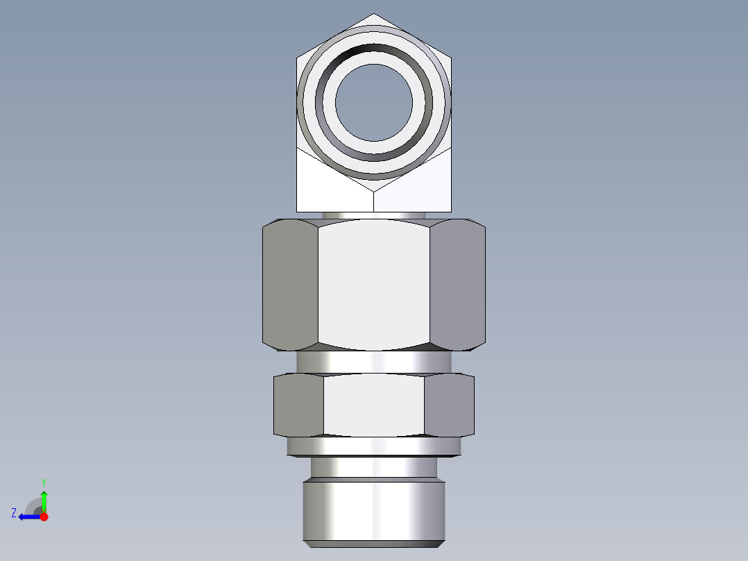 卡套式工业通用硬管接头EO_Assembled_adjustable_standpipe_branch_tee_EVT16SMOMD71右视图