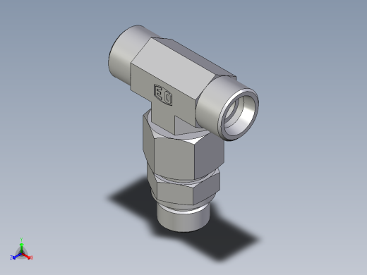 卡套式工业通用硬管接头EO_Assembled_adjustable_standpipe_branch_tee_EVT16SMOMD71正等轴测缩略图