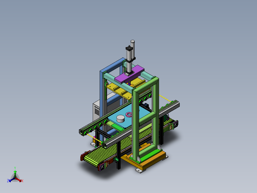 AJM汽车制动刹车盘轴承压装设备sw18可编辑正等轴测图