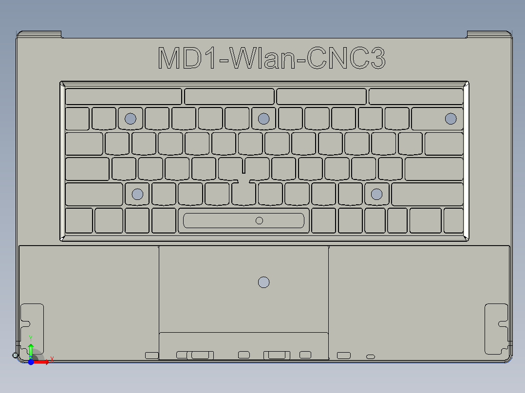 包胶金属电脑外壳铣KB框程序模型前视图