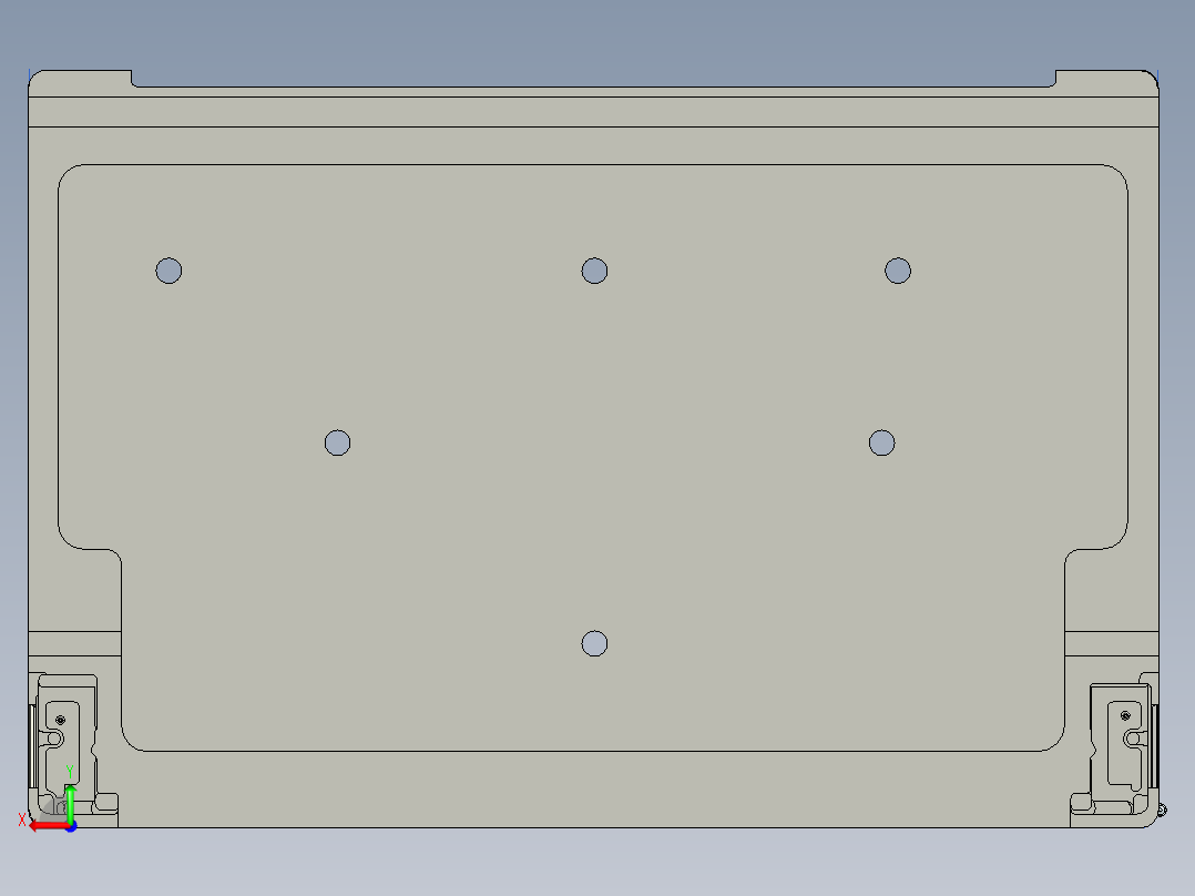 包胶金属电脑外壳铣KB框程序模型后视图