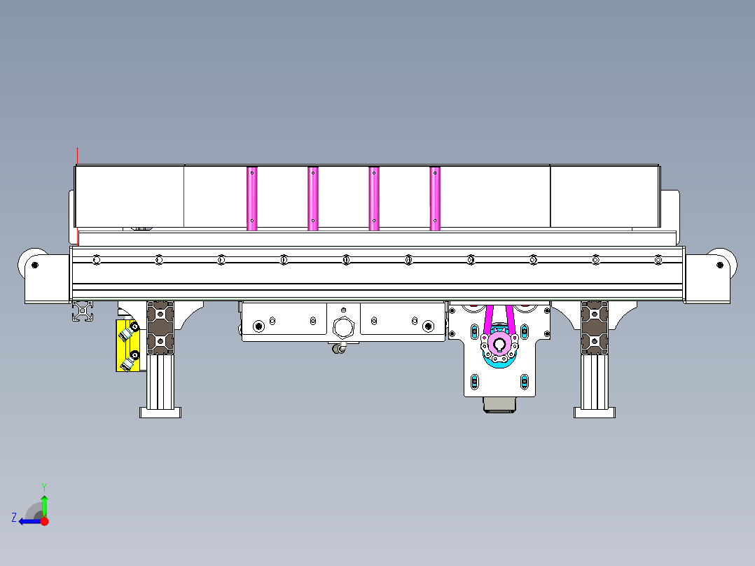 带整形功能滚筒输送线设计右视图