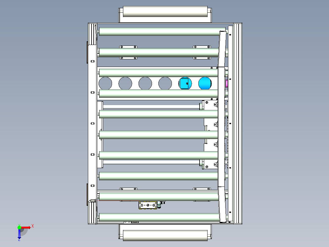 带整形功能滚筒输送线设计俯视图