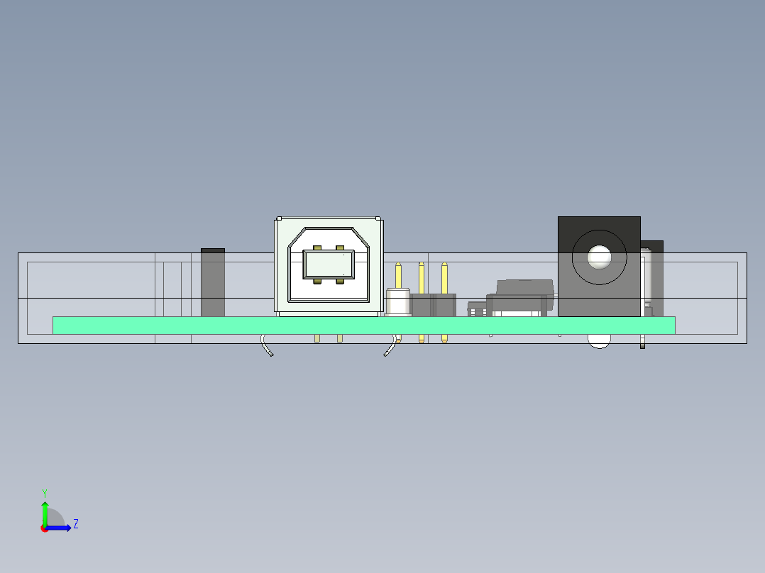 平板微型灯电源电路组件三维模型设计左视图