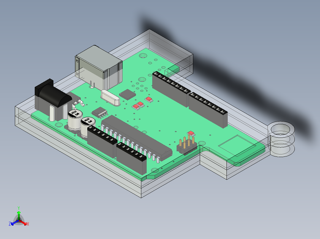 平板微型灯电源电路组件三维模型设计正等轴测图