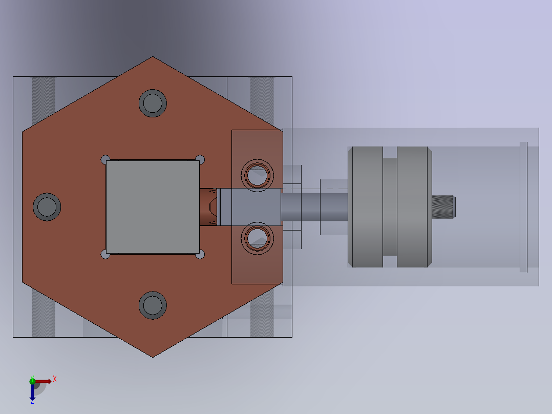 带锁气压缸俯视图