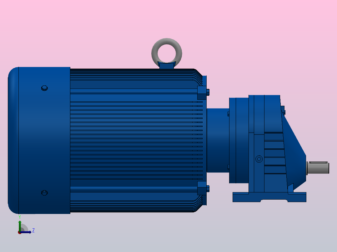 RX57底脚轴伸式安装斜齿轮减速机RX57-Y5.5-4P-132S-M1-0°左视图