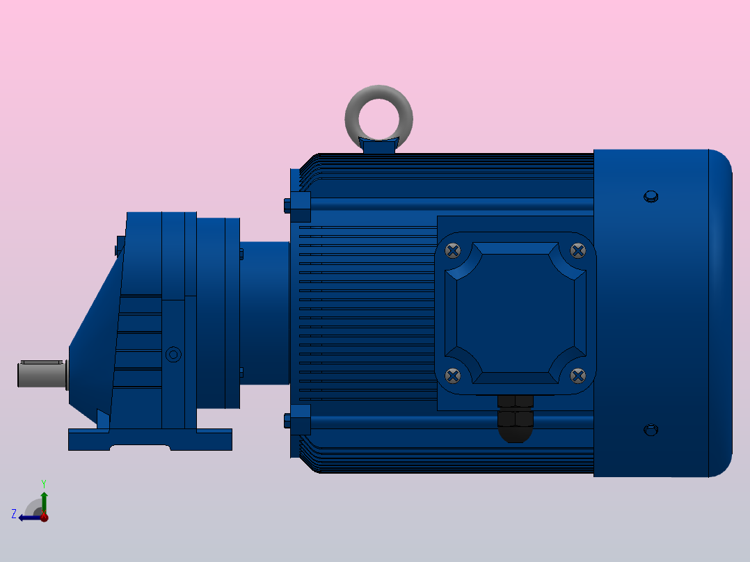 RX57底脚轴伸式安装斜齿轮减速机RX57-Y5.5-4P-132S-M1-0°右视图
