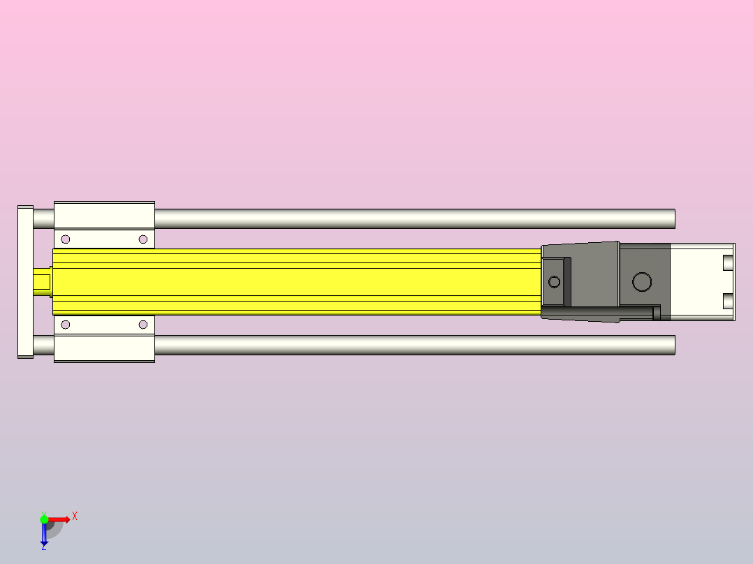 MTC16-250-P#-P-P050W-RMTC16电动缸 电机折装 本体宽35mm 最大负荷8KG 最大行程300mm 带导杆俯视图