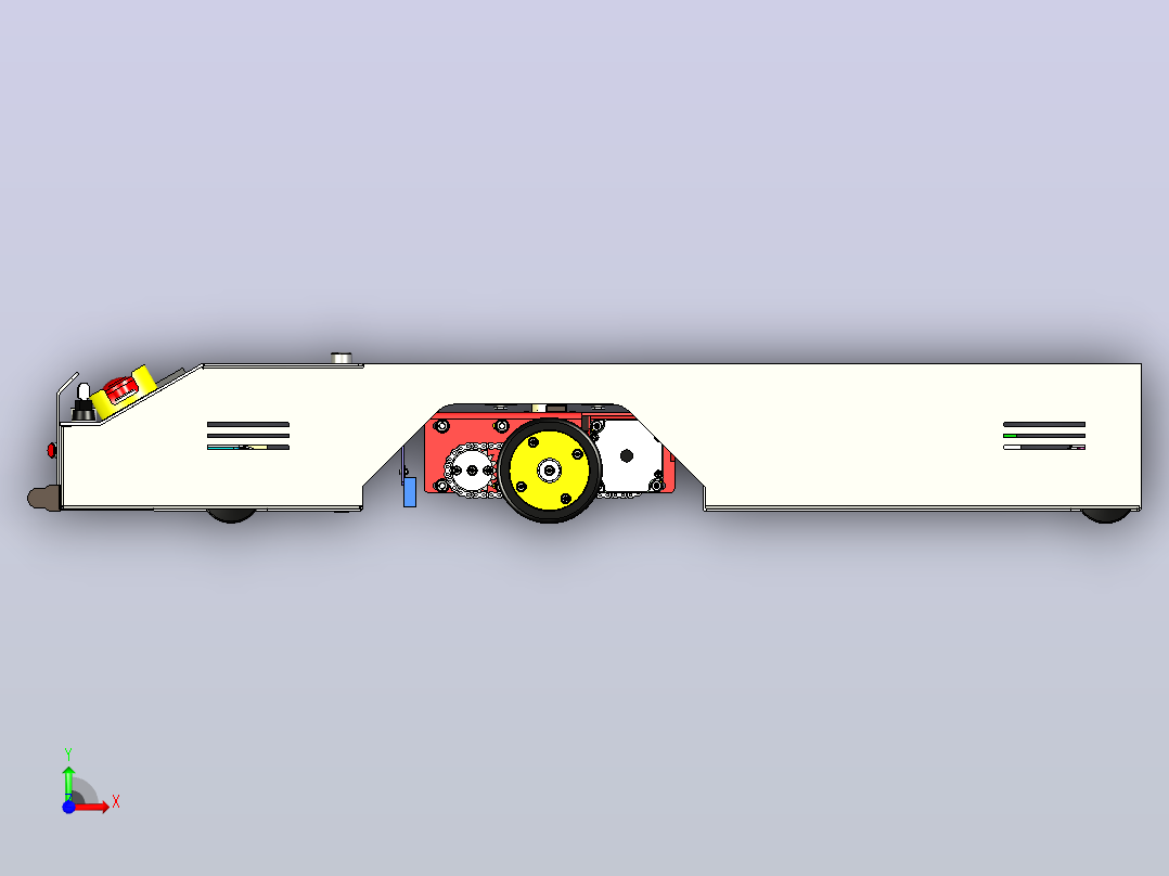 潜伏型AGV运料车3D图纸模型前视图
