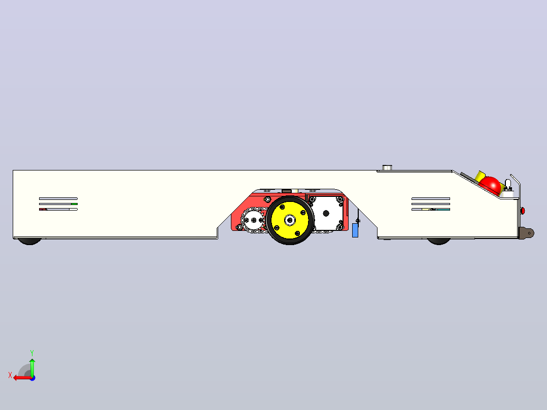 潜伏型AGV运料车3D图纸模型后视图