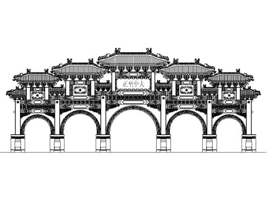 30套牌坊门楼建筑结构设计CAD图纸中式仿古建筑素材图集缩略图