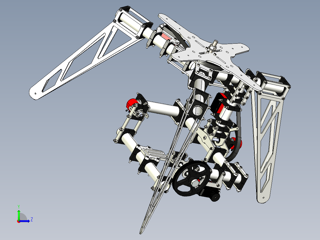 三轴摄像机云台3D模型左视图