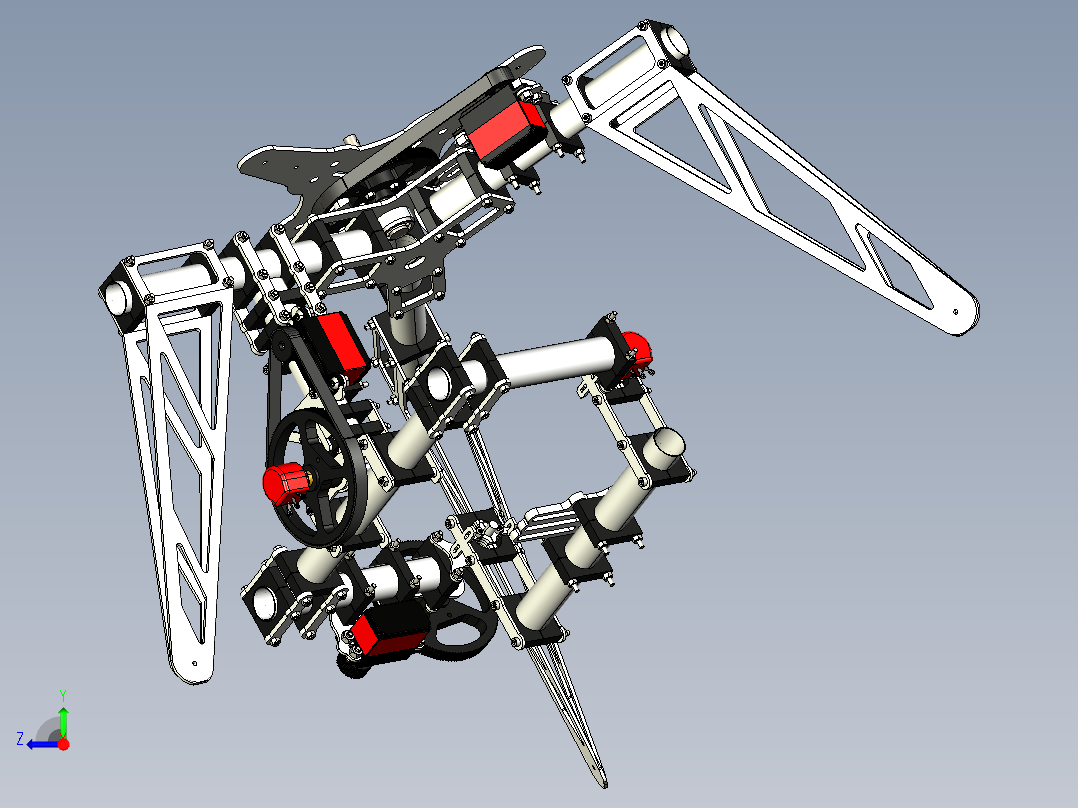 三轴摄像机云台3D模型右视图