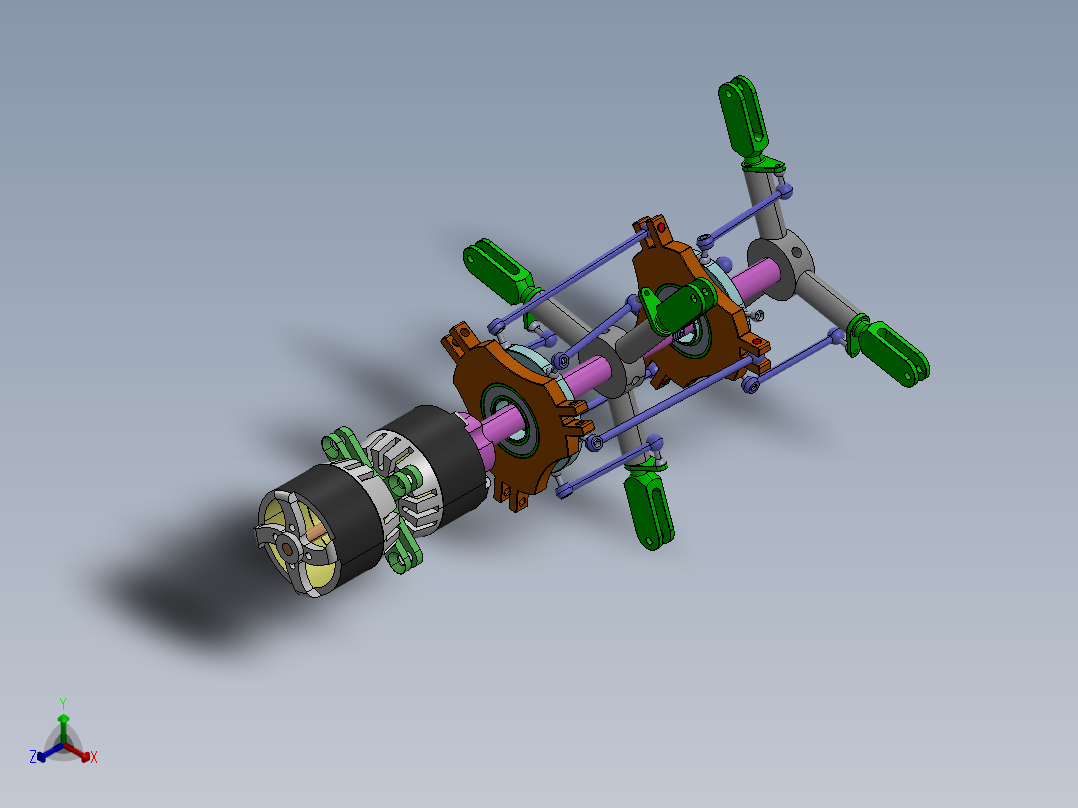 共轴回转机构正等轴测图