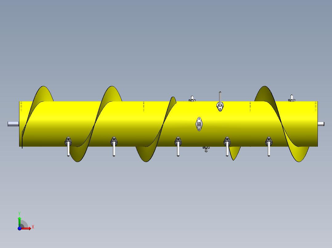 螺旋偏心分离连杆滚筒输送器3d图纸 农业螺旋式滚筒收割机3d模型前视图