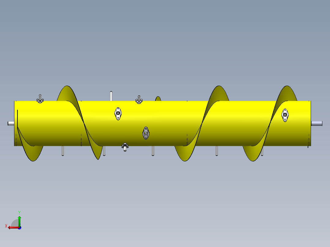螺旋偏心分离连杆滚筒输送器3d图纸 农业螺旋式滚筒收割机3d模型后视图
