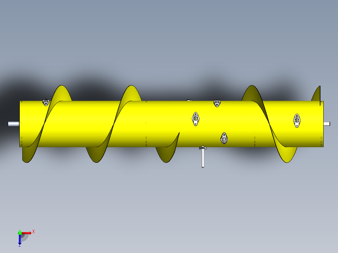 螺旋偏心分离连杆滚筒输送器3d图纸 农业螺旋式滚筒收割机3d模型俯视图