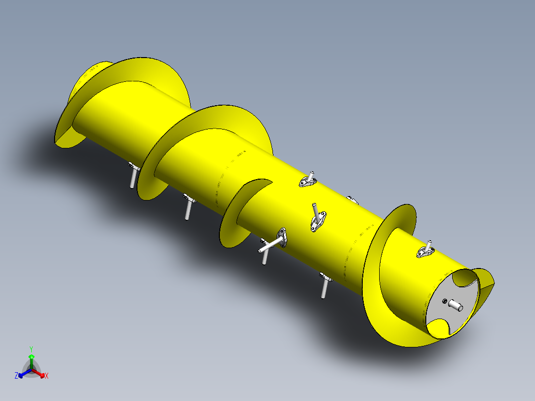 螺旋偏心分离连杆滚筒输送器3d图纸 农业螺旋式滚筒收割机3d模型正等轴测图