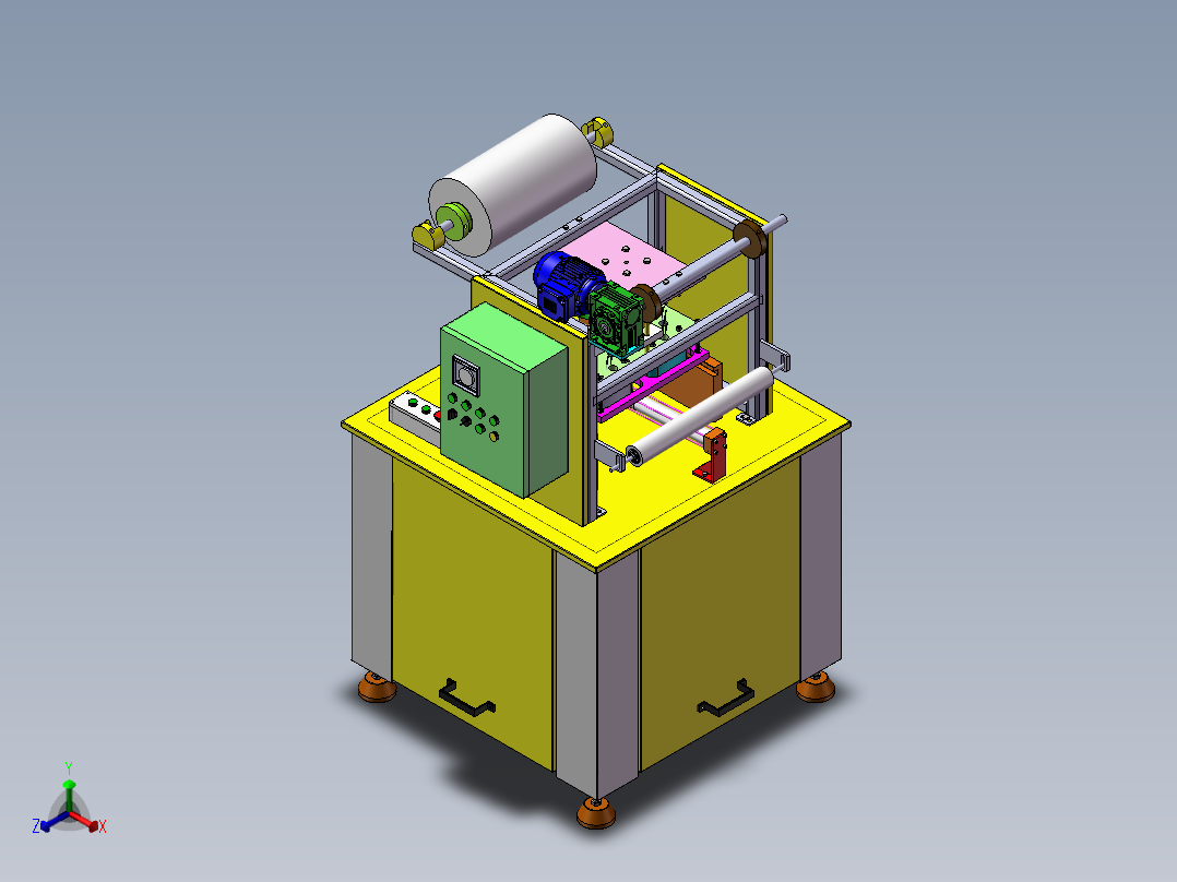 奶茶、豆浆杯一台实用封口机正等轴测图