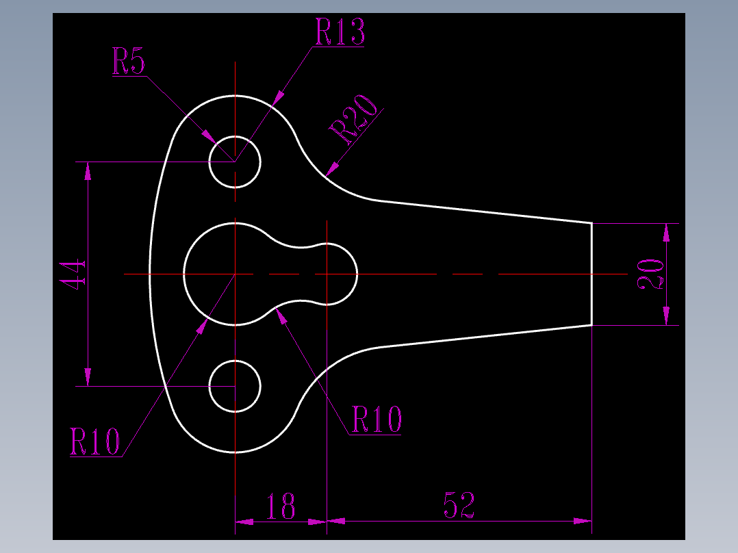 CAD格式机械制图二维100例练习-31 摇柄轮廓图
