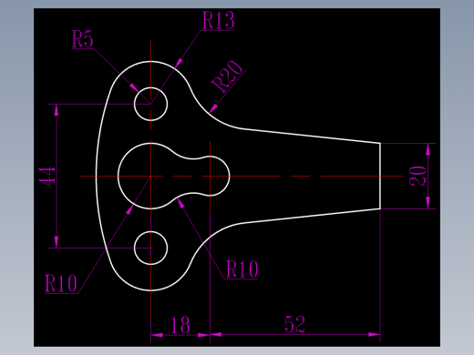 CAD格式机械制图二维100例练习-31 摇柄轮廓图