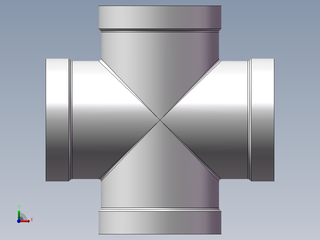 四通-等径内丝 DN32前视图