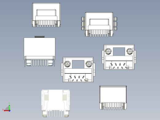 7款进口RJ45连接器三维模型后视缩略图