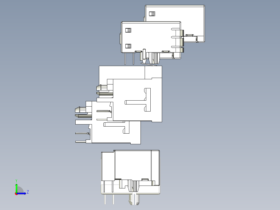 7款进口RJ45连接器三维模型左视图
