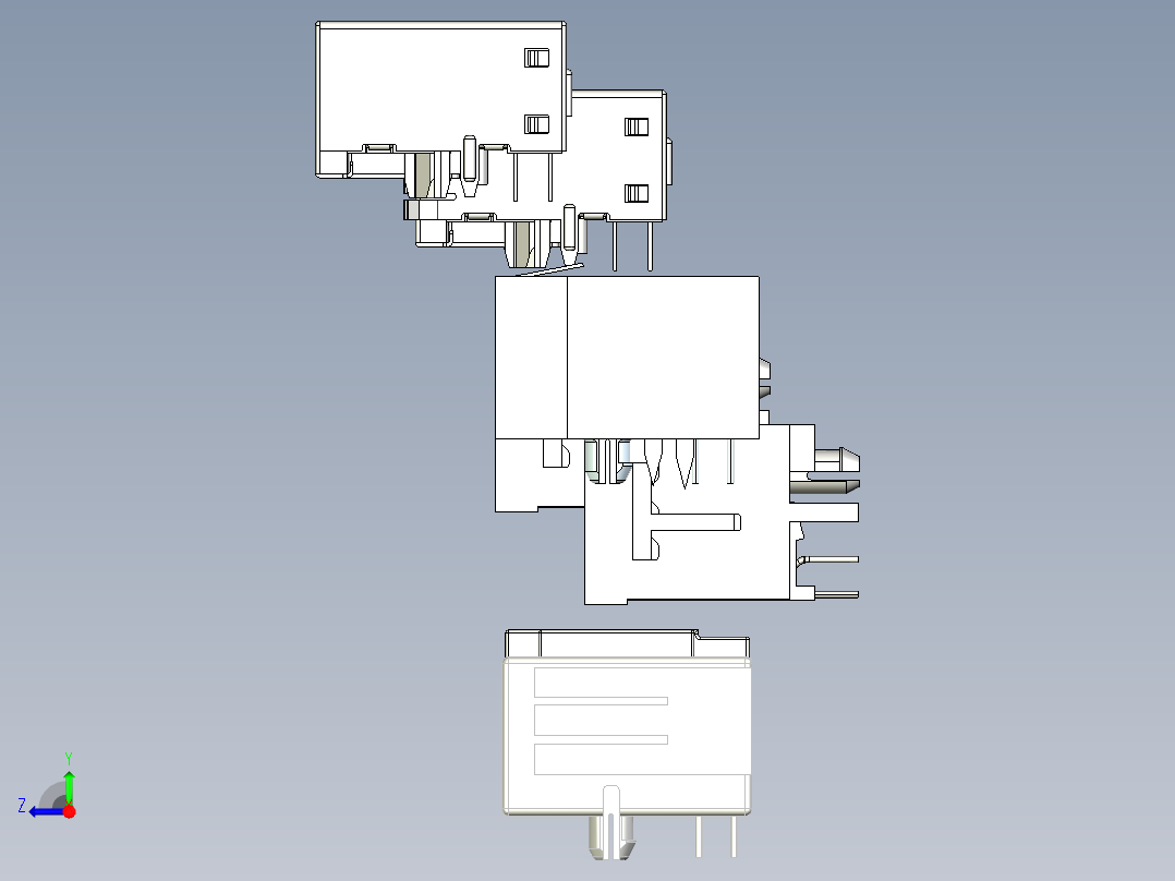 7款进口RJ45连接器三维模型右视图