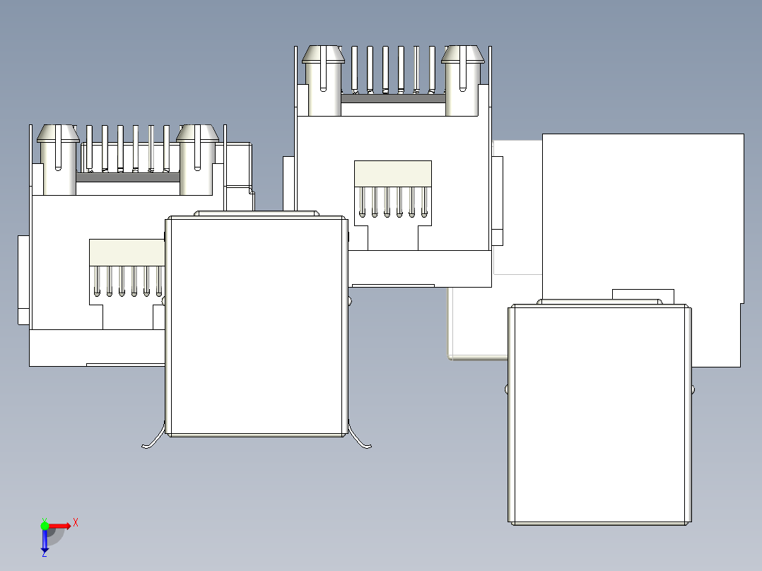 7款进口RJ45连接器三维模型俯视图