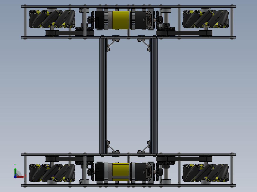 紧凑型麦克纳姆轮驱动器底盘前视图