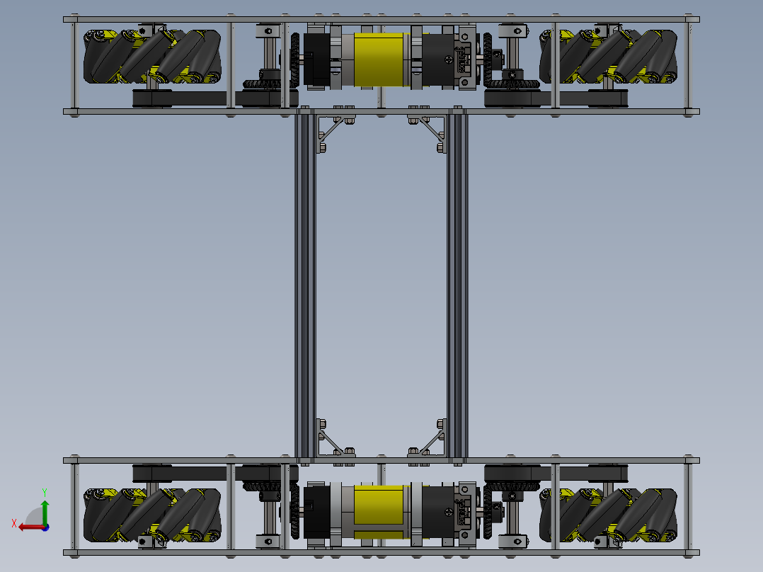 紧凑型麦克纳姆轮驱动器底盘后视图