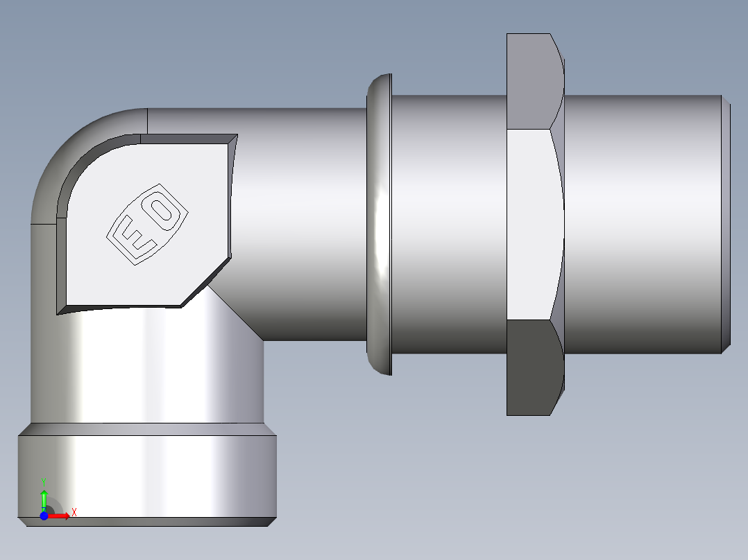 卡套式工业通用硬管接头EO_Bulkhead_elbow_WSV25SOMD71前视图
