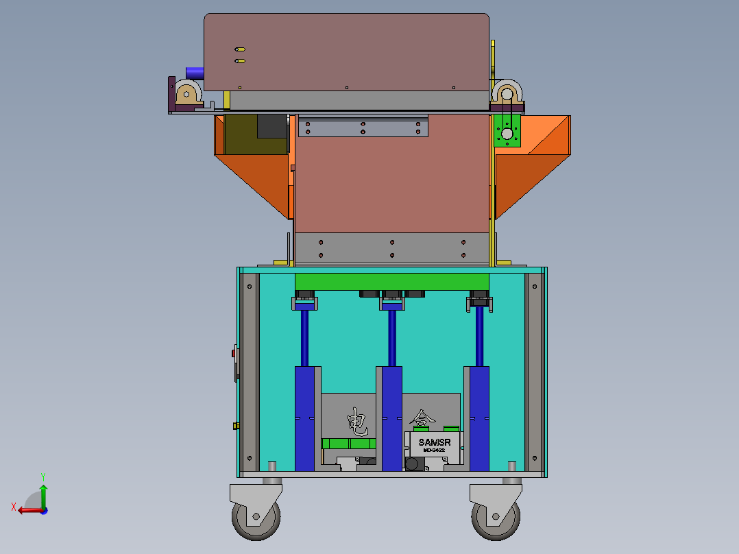 料仓推板机3D数模后视图