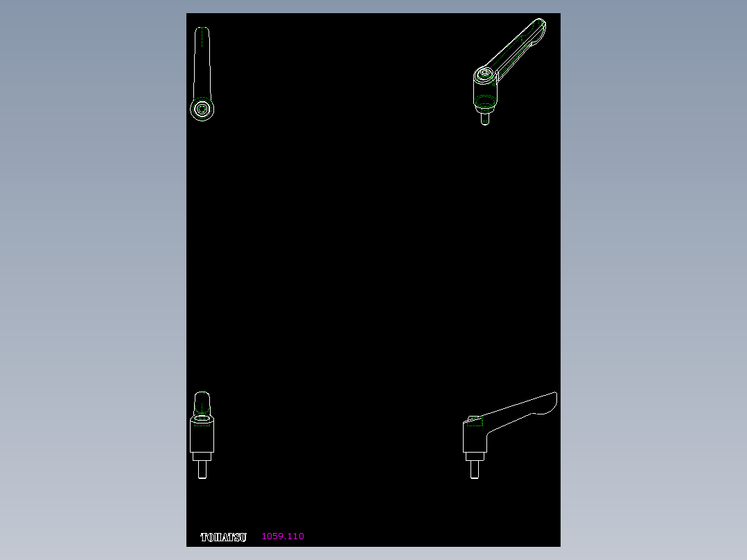 調整式把手(鋅合金A)1059-2D多系列多零件图纸模型