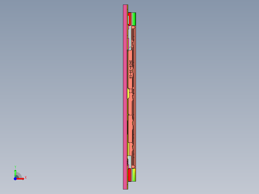 长条金属转轴铣内腔程序模型前视图